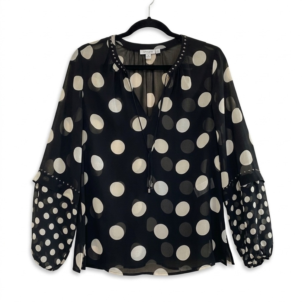 Chico's Studded Mixed Polka Dot Blouse - Size 0.5 (S)